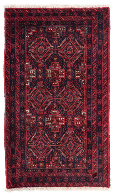 Belutsch Rug 136x169cm - Oriental Rug - dark red