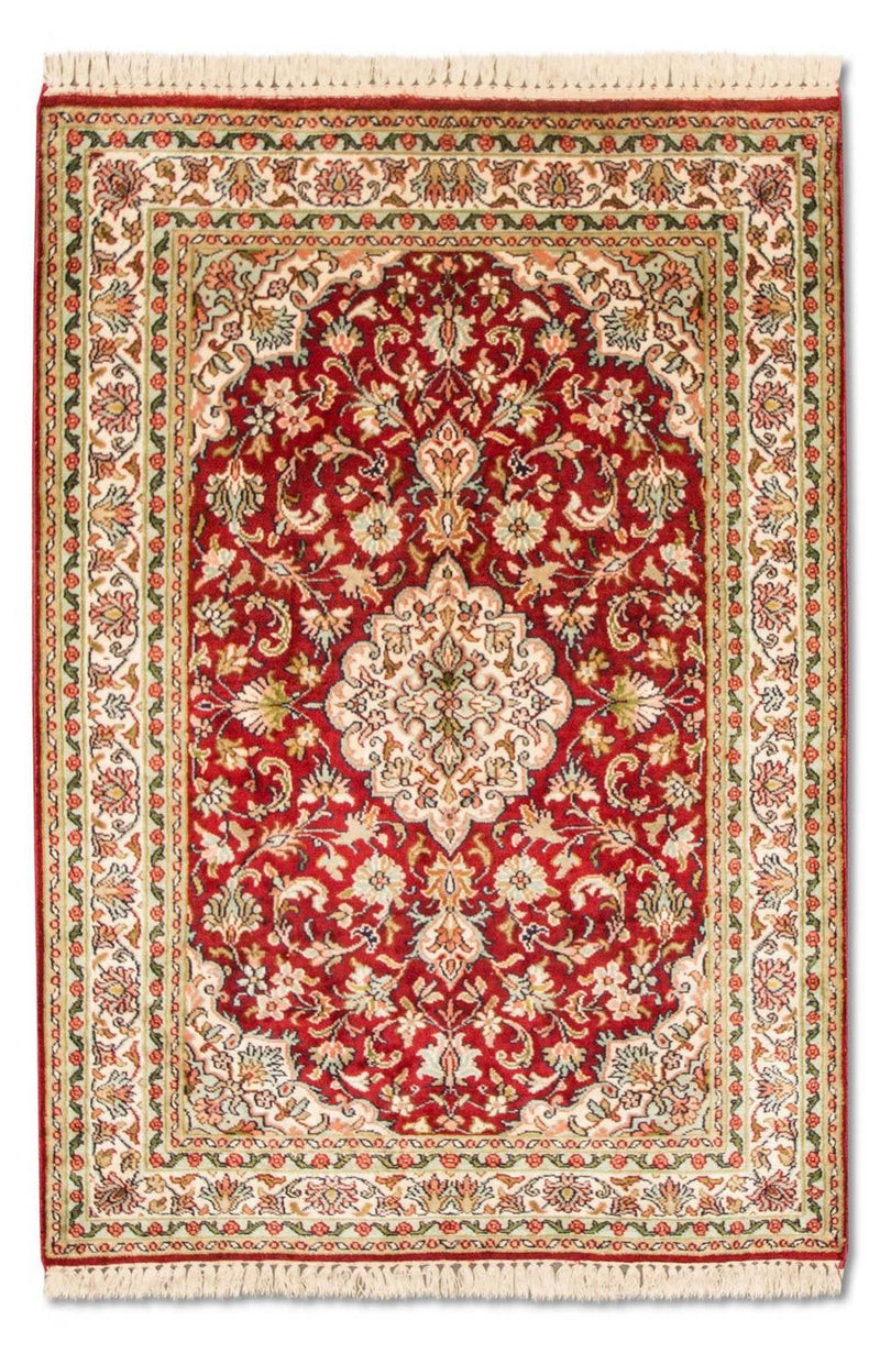 Silk Rug - Kashmir Silk - 120 x 80 cm - red
