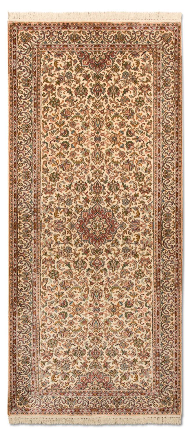 Runner Silk Rug - Kashmir Silk - 190 x 77 cm - beige