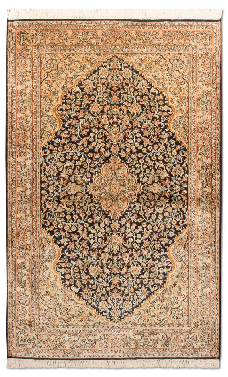 Silk Rug - Kashmir Silk - 153 x 93 cm - dark blue