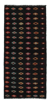 Runner Kelim Rug - Splash - 195 x 85 cm - black