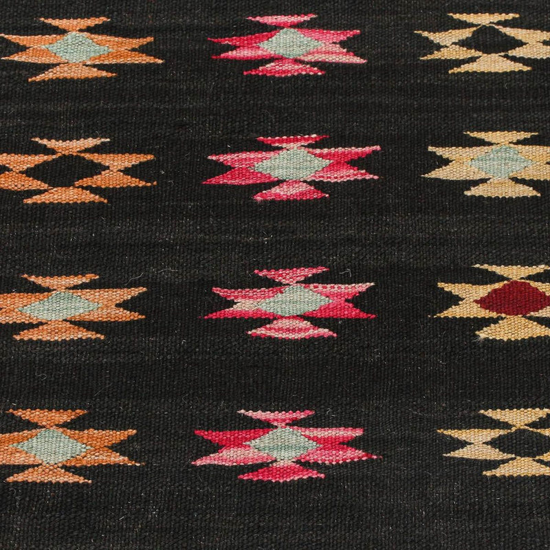 Runner Kelim Rug - Splash - 195 x 85 cm - black