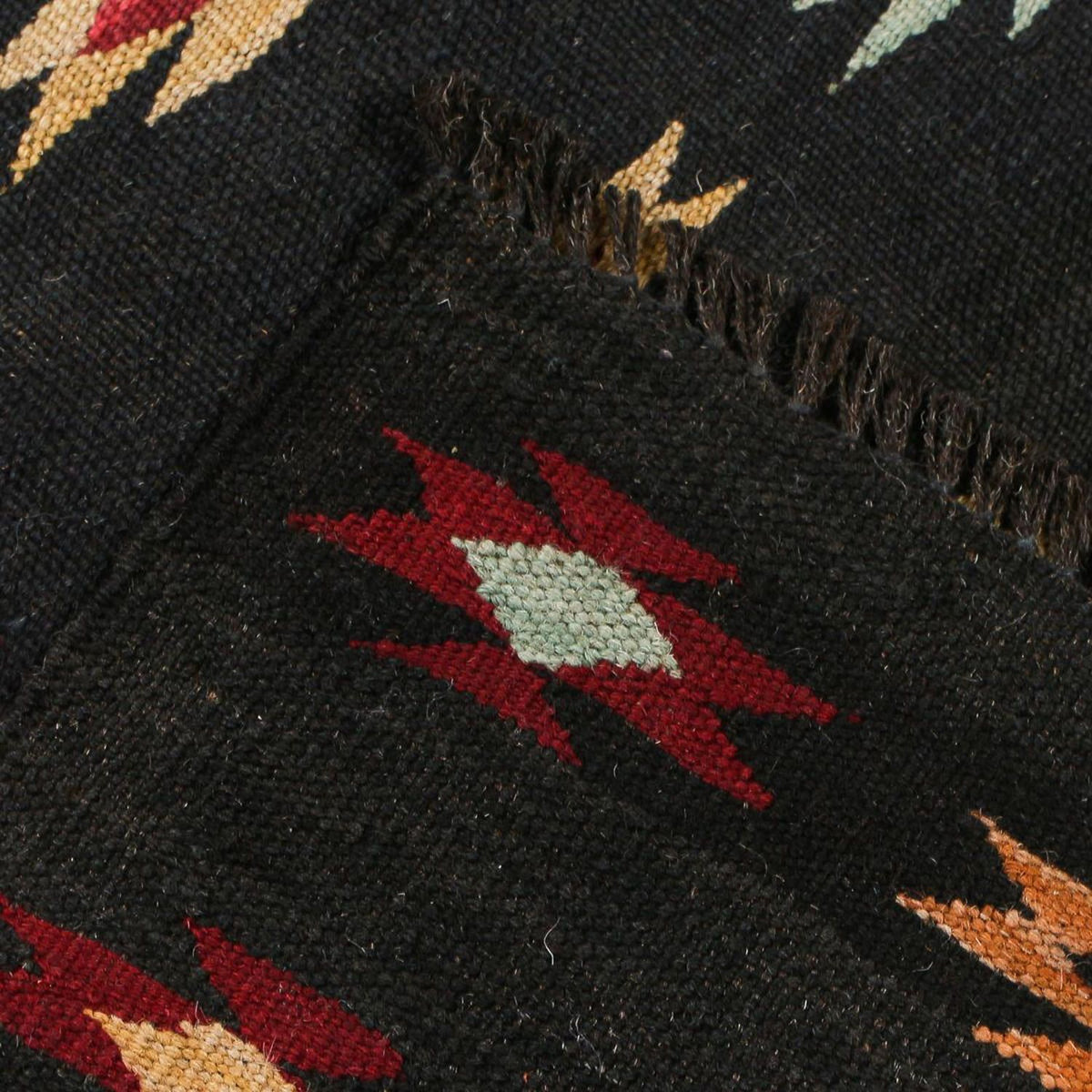 Runner Kelim Rug - Splash - 195 x 85 cm - black