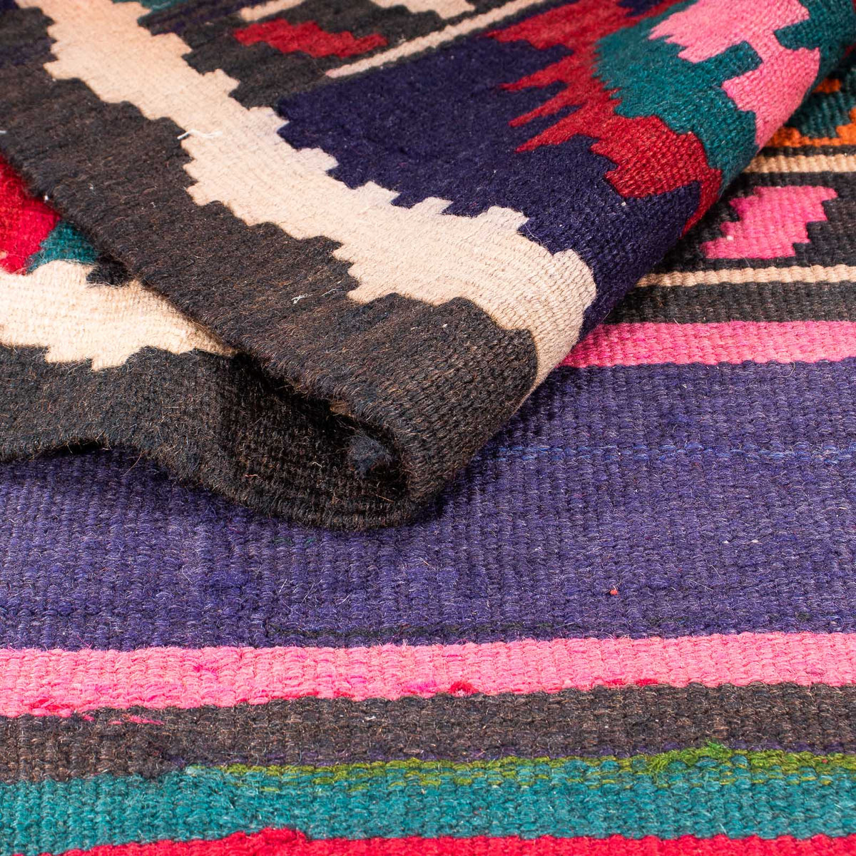 Runner Kelim Rug - Old - 370 x 145 cm - multicolored