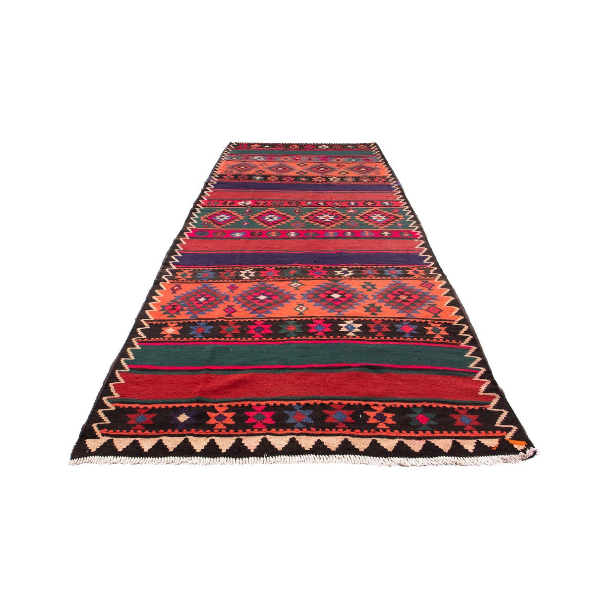 Runner Kelim Rug - Old - 380 x 135 cm - multicolored