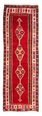 Runner Kelim Rug - Old - 380 x 150 cm - multicolored