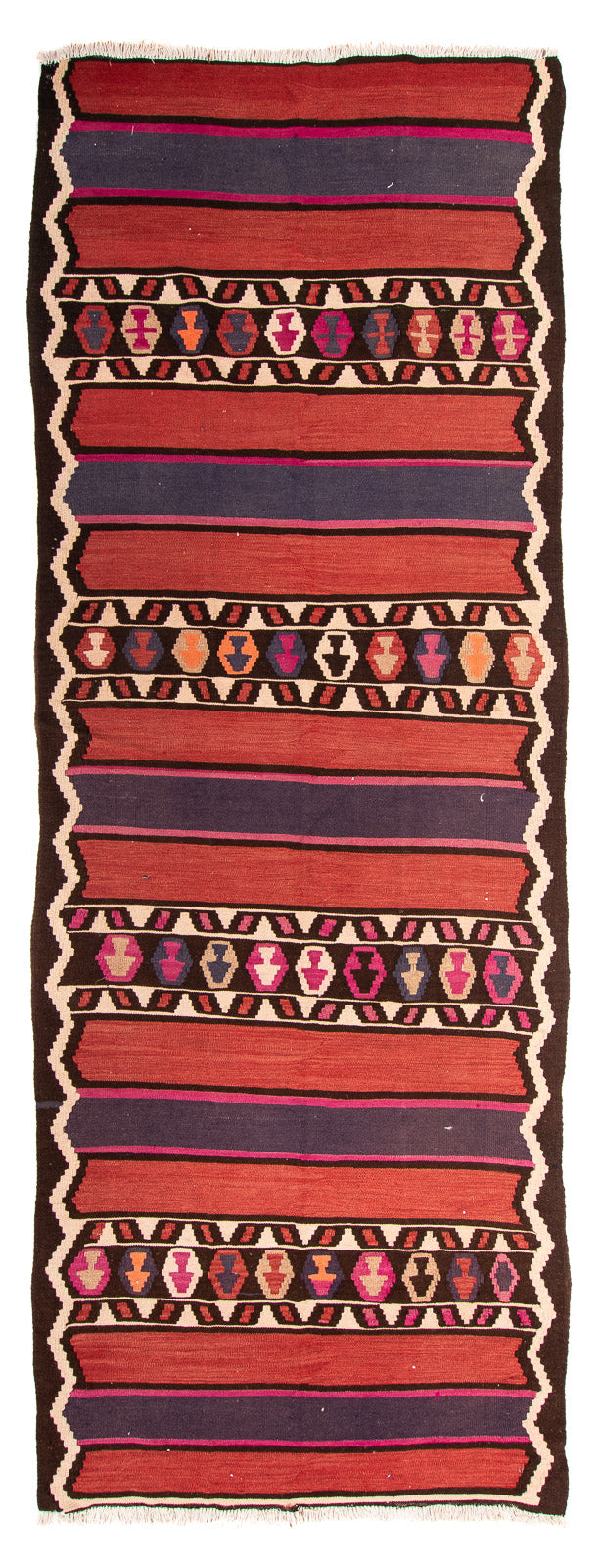 Runner Kelim Rug - Old - 380 x 140 cm - multicolored