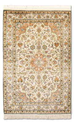 Silk Rug - Kashmir Silk - 95 x 62 cm - beige