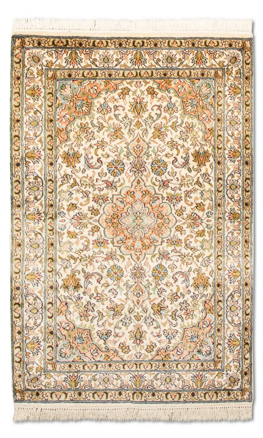 Silk Rug - Kashmir Silk - 95 x 62 cm - beige