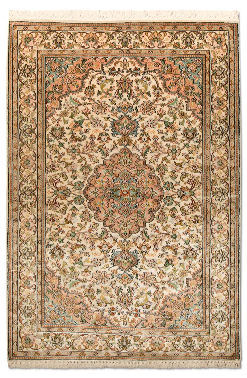 Silk Rug - Kashmir Silk - 148 x 93 cm - beige