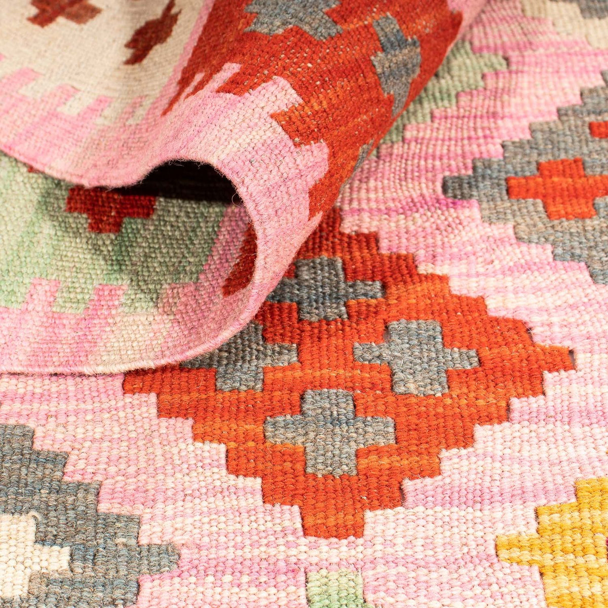 Kelim Rug - Splash - 204 x 148 cm - rose