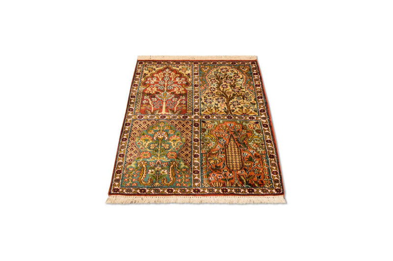 Silk Rug - Kashmir Silk - 91 x 65 cm - multicolored