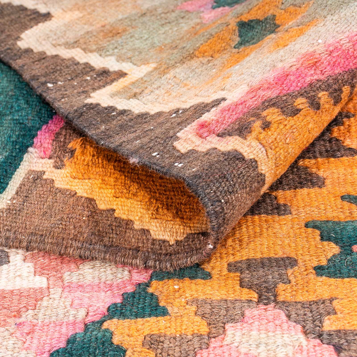 Runner Kelim Rug - Old - 370 x 145 cm - multicolored