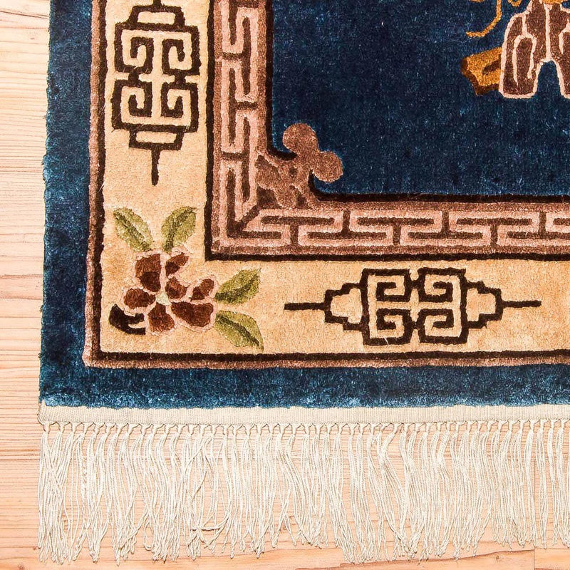 Silk Rug - Chinese Silk - 122 x 69 cm - dark blue
