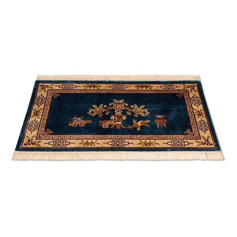 Silk Rug - Chinese Silk - 122 x 69 cm - dark blue