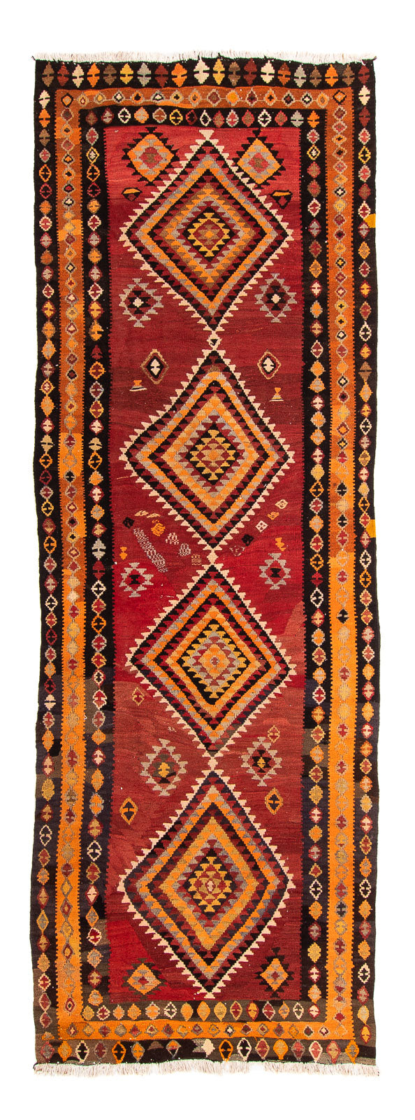 Runner Kelim Rug - Old - 320 x 125 cm - multicolored
