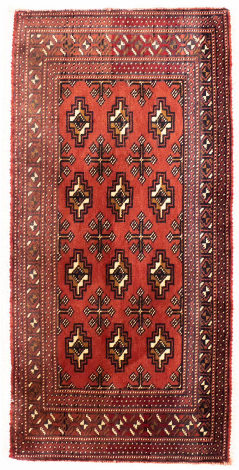 Runner Turkaman Rug - 100 x 50 cm - red