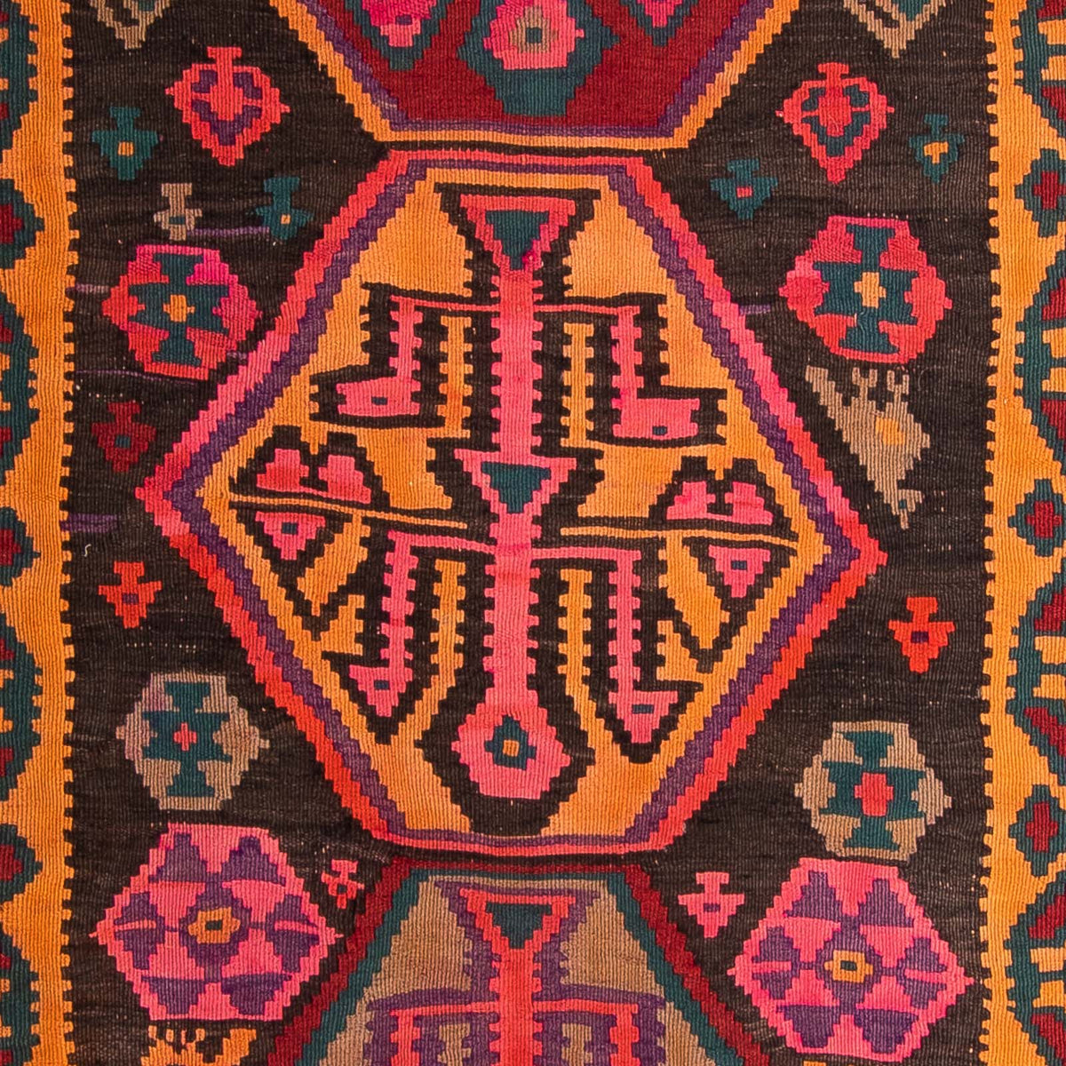 Runner Kelim Rug - Old - 375 x 142 cm - multicolored