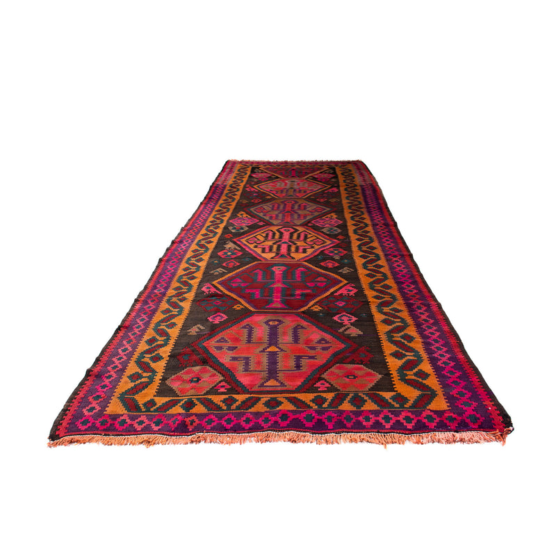 Runner Kelim Rug - Old - 375 x 142 cm - multicolored