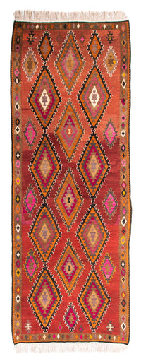 Runner Kelim Rug - Old - 330 x 130 cm - multicolored