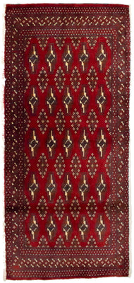 Turkaman Rug - 130 x 60 cm - red