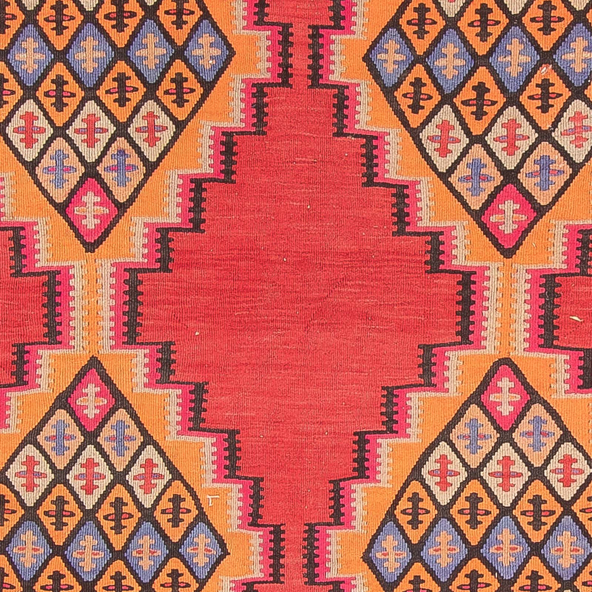 Runner Kelim Rug - Old - 395 x 180 cm - red