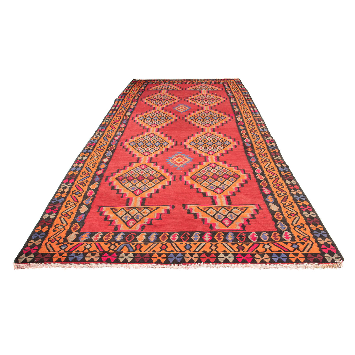 Runner Kelim Rug - Old - 395 x 180 cm - red