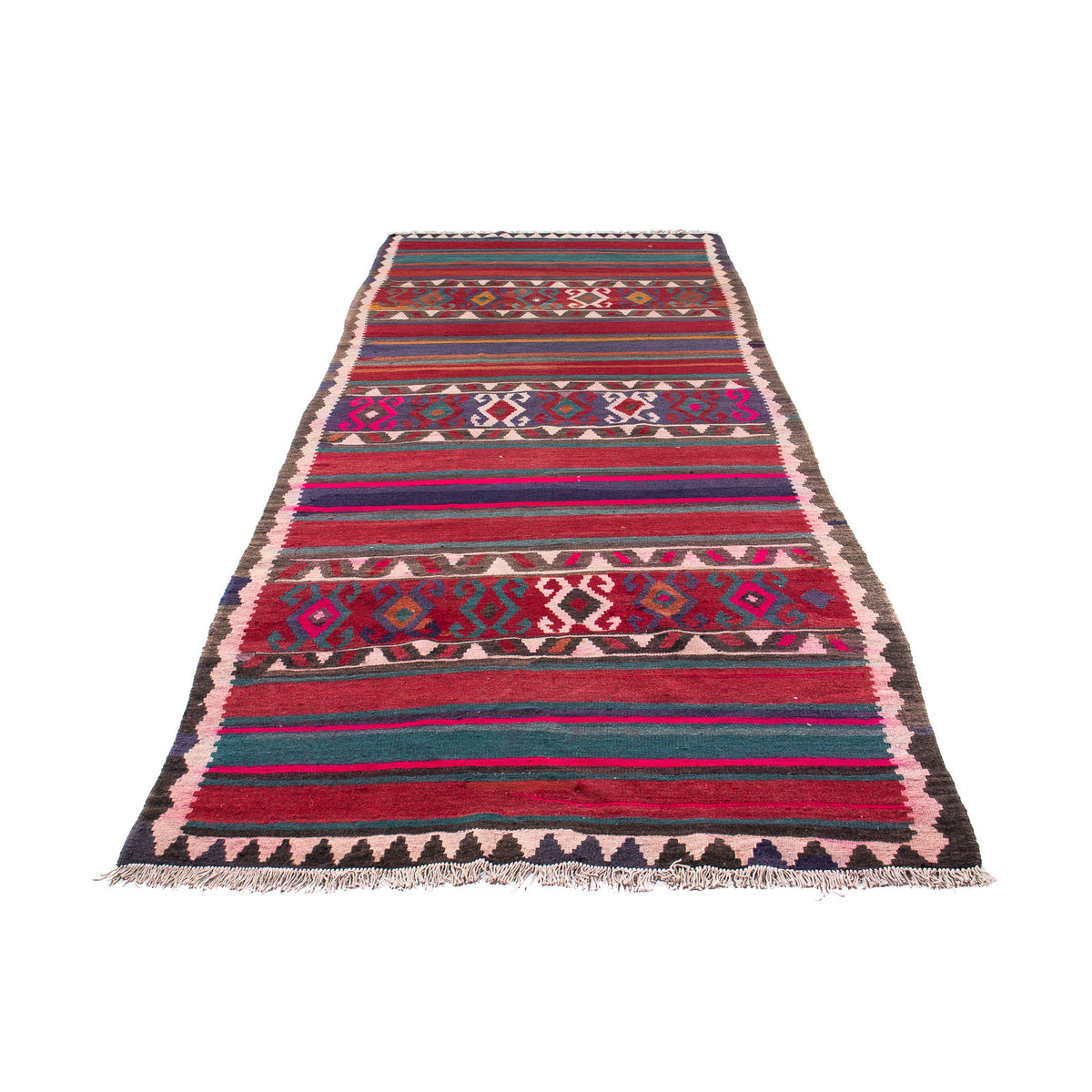 Runner Kelim Rug - Old - 370 x 140 cm - multicolored