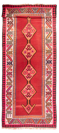 Runner Kelim Rug - Old - 490 x 190 cm - red