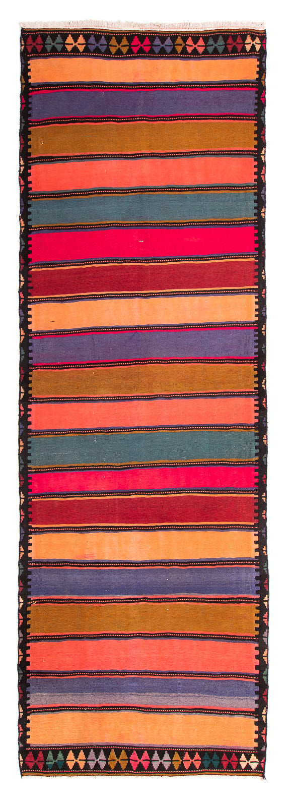 Runner Kelim Rug - Old - 370 x 137 cm - multicolored