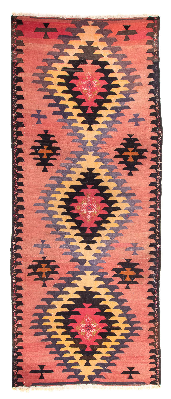 Runner Kelim Rug - Old - 405 x 150 cm - light red