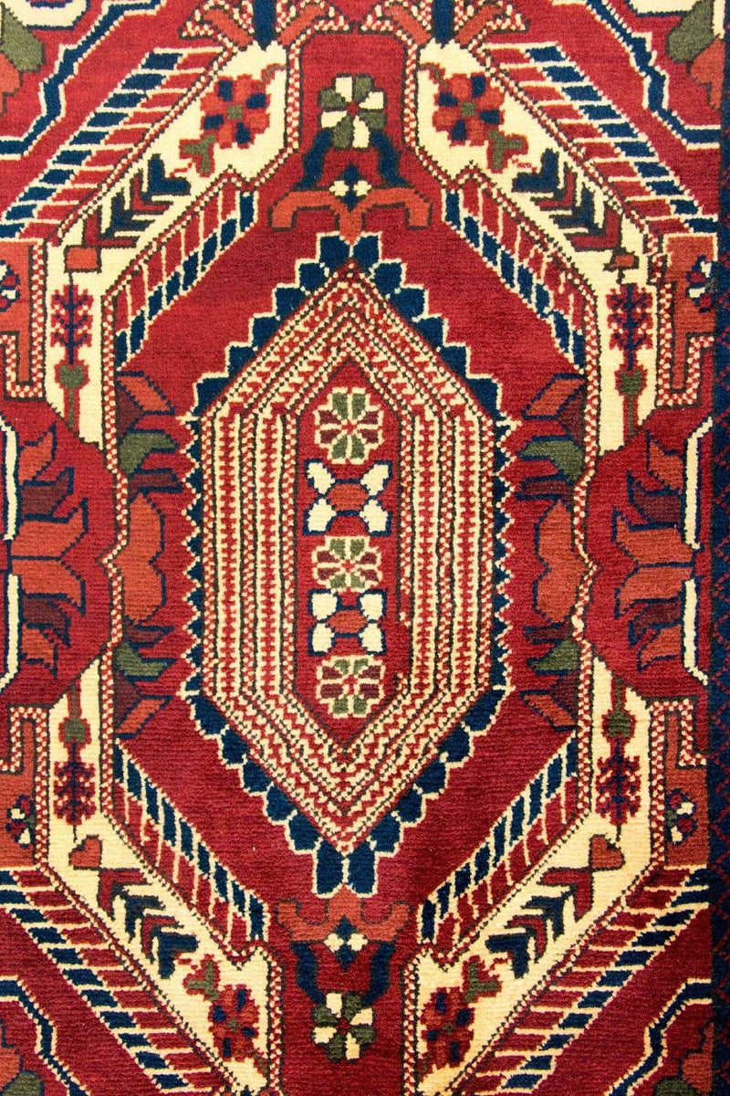 Runner Afghan Rug - Hatschlu - 307 x 83 cm - red