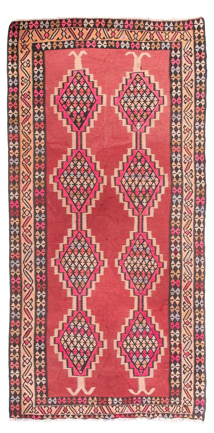 Runner Kelim Rug - Old - 380 x 185 cm - red
