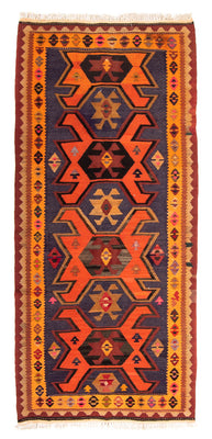 Runner Kelim Rug - Old - 220 x 110 cm - multicolored