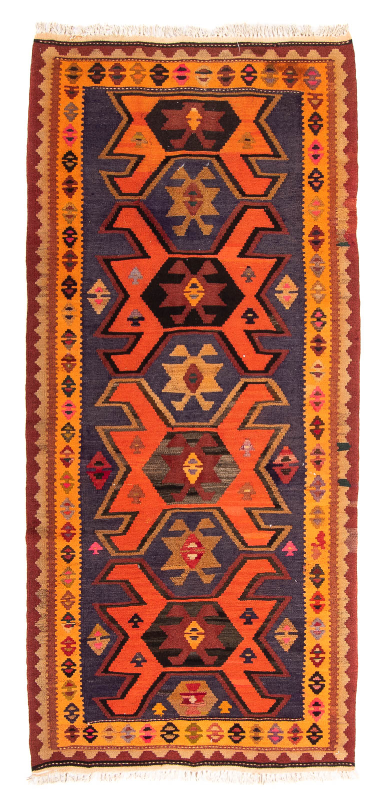 Runner Kelim Rug - Old - 220 x 110 cm - multicolored