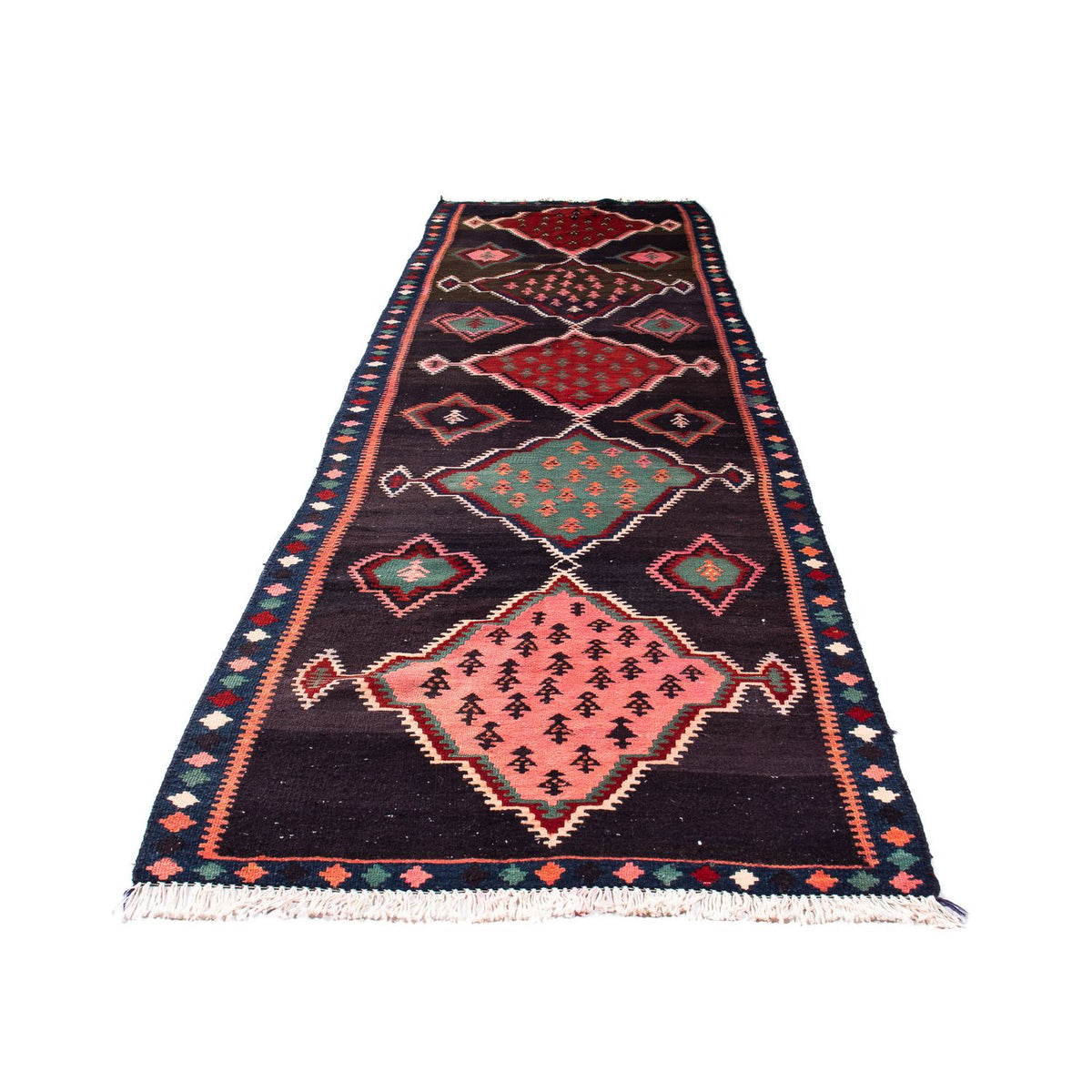 Runner Kelim Rug - Old - 370 x 100 cm - multicolored