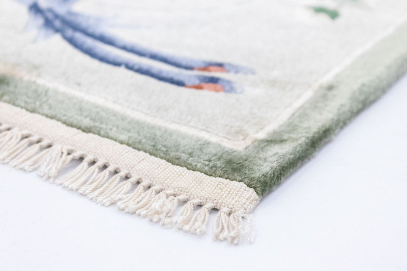 Silk Rug - Chinese Silk square  - 31 x 31 cm - multicolored