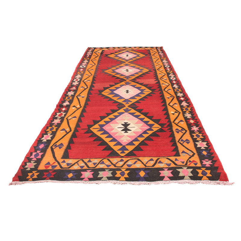 Runner Kelim Rug - Old - 390 x 150 cm - red