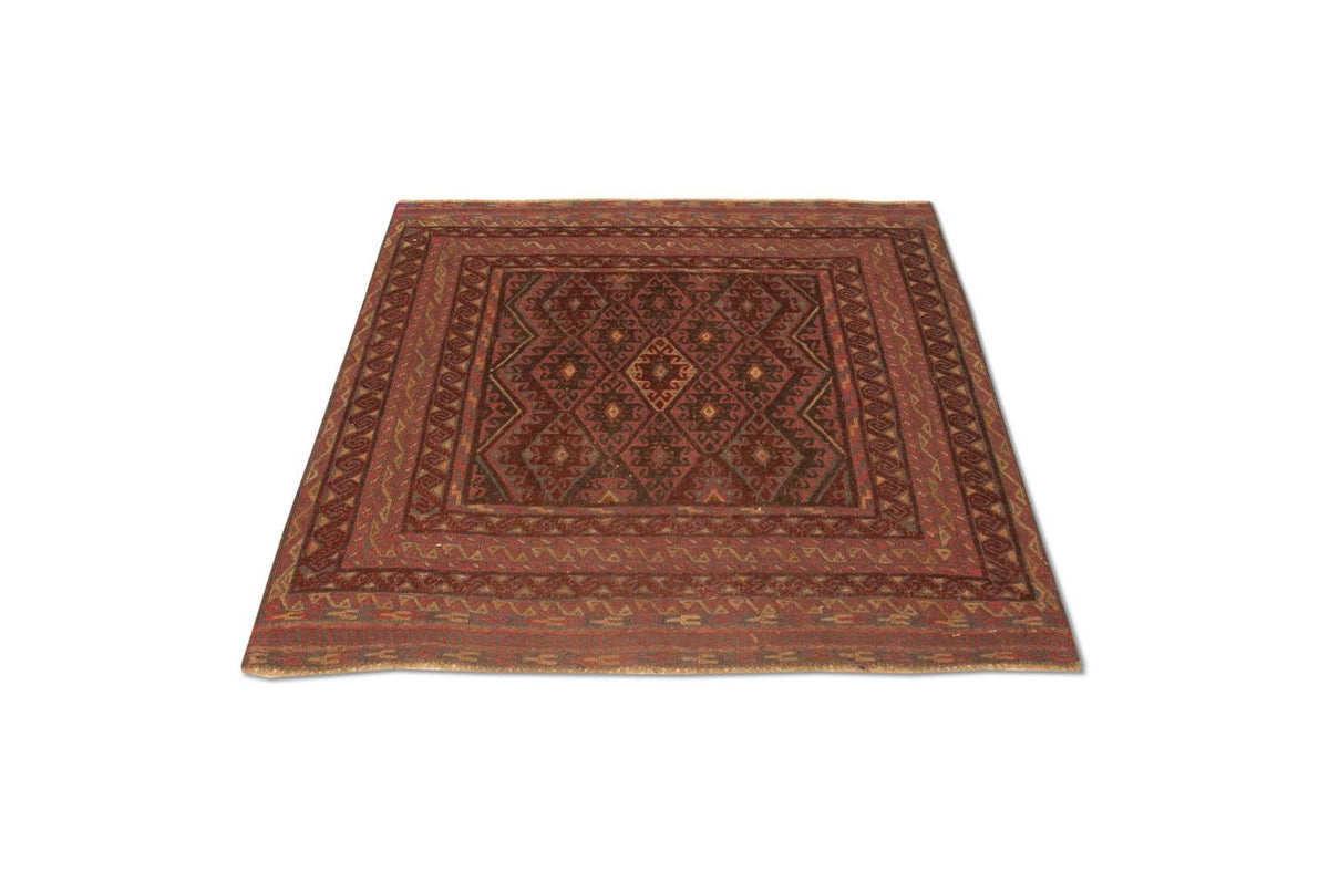 Kelim Rug - Oriental square  - 123 x 114 cm - red