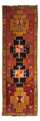 Runner Kelim Rug - Old - 375 x 130 cm - multicolored