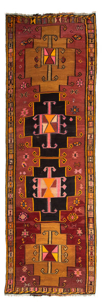 Runner Kelim Rug - Old - 375 x 130 cm - multicolored
