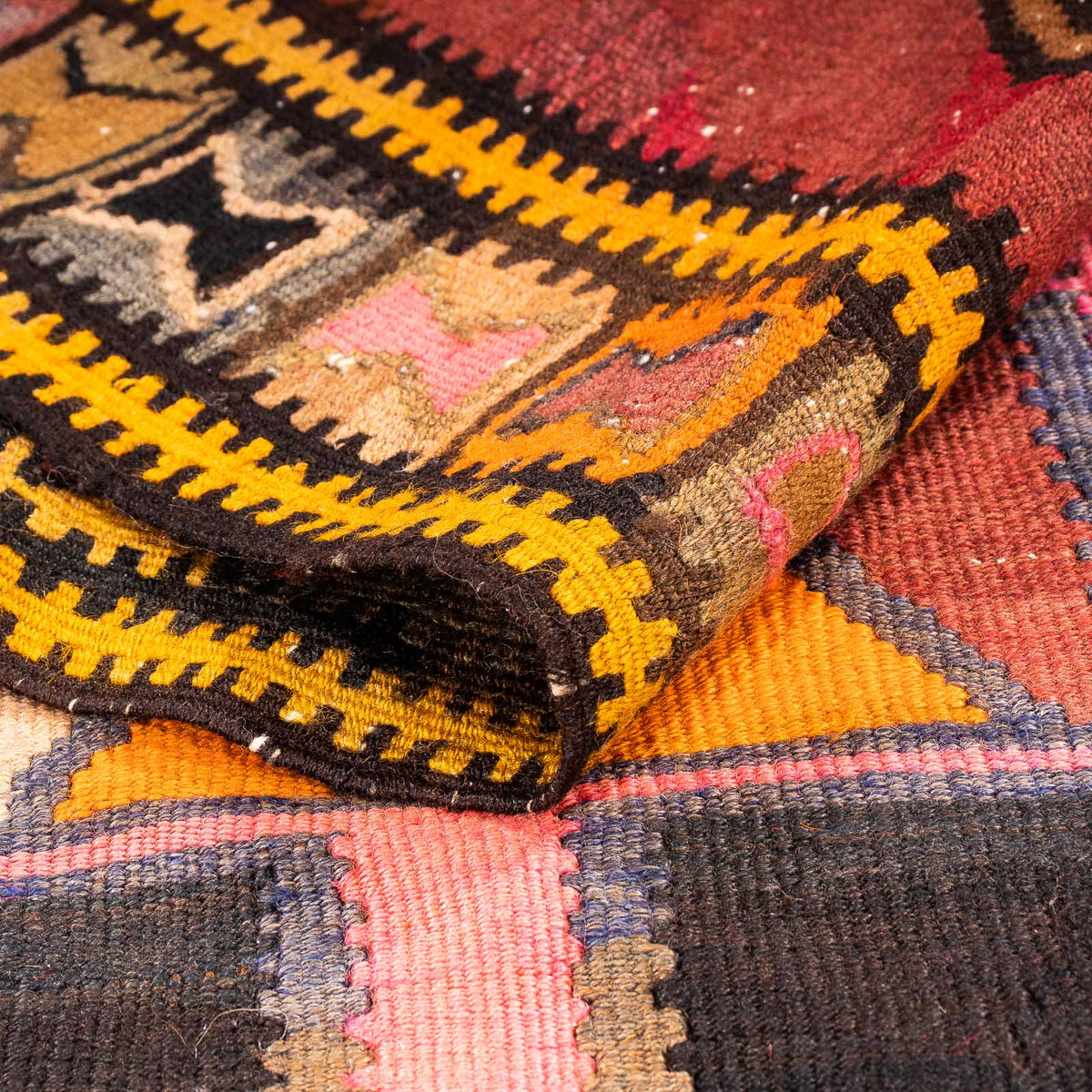 Runner Kelim Rug - Old - 375 x 130 cm - multicolored