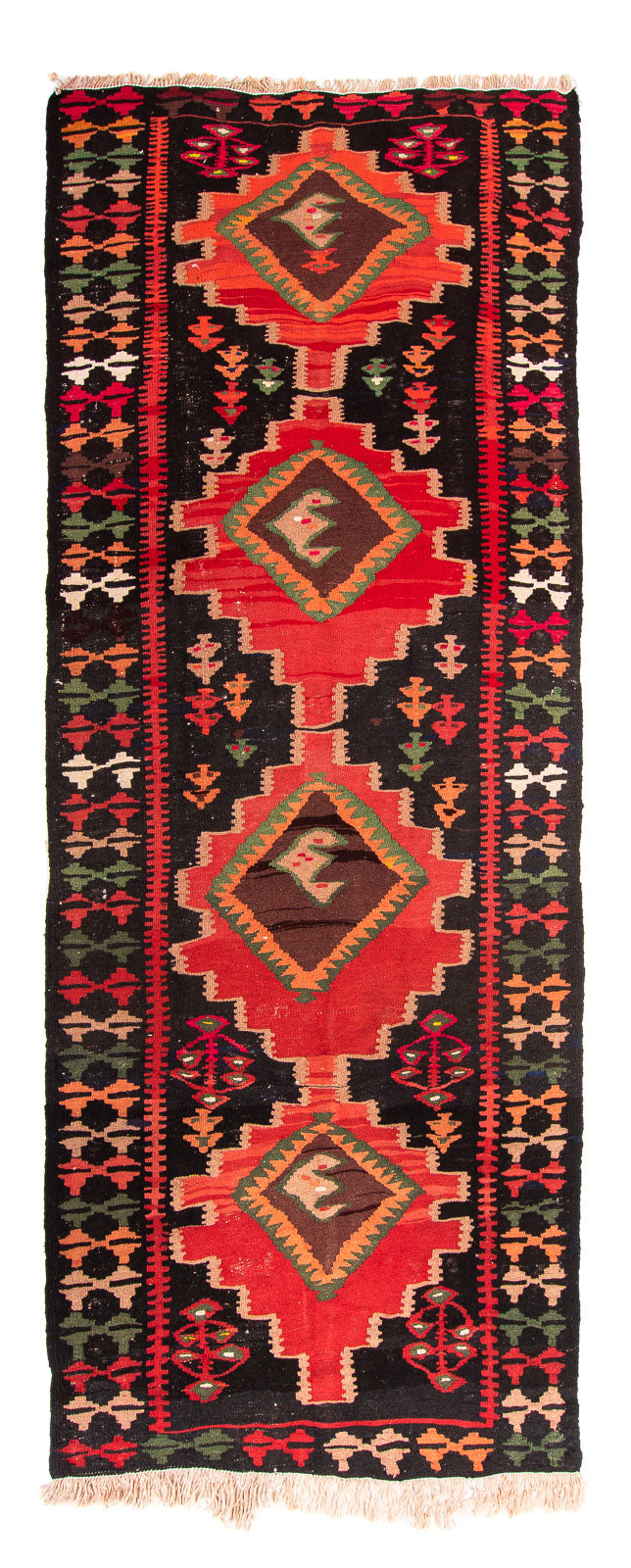 Runner Kelim Rug - Old - 330 x 137 cm - multicolored