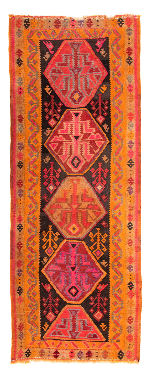 Runner Kelim Rug - Old - 355 x 142 cm - multicolored