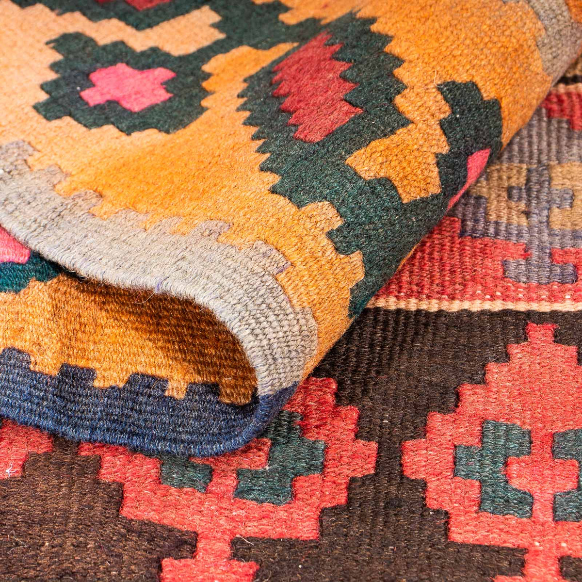 Runner Kelim Rug - Old - 350 x 140 cm - multicolored