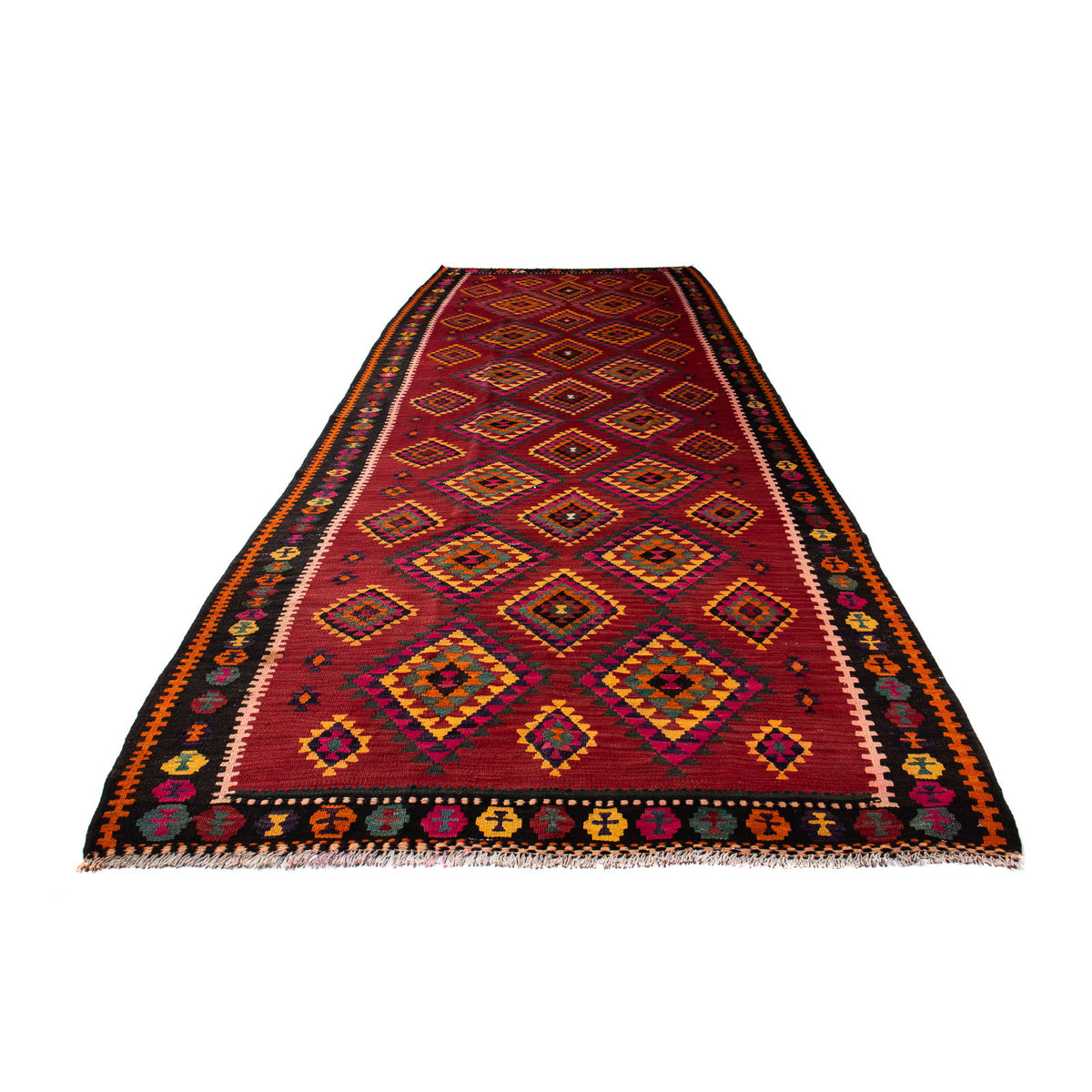 Runner Kelim Rug - Old - 390 x 147 cm - multicolored