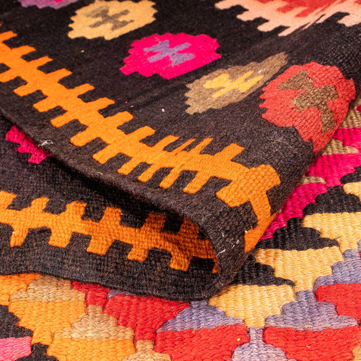 Runner Kelim Rug - Old - 400 x 155 cm - multicolored