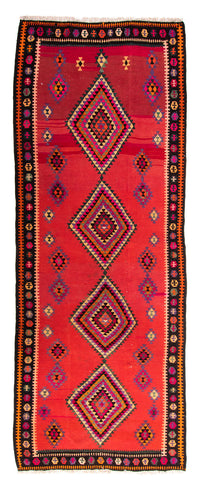 Runner Kelim Rug - Old - 390 x 155 cm - multicolored