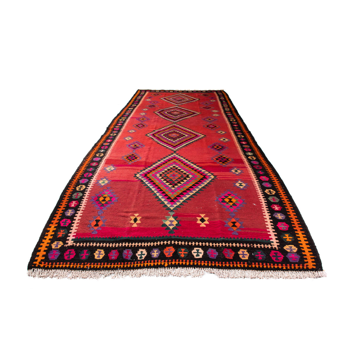 Runner Kelim Rug - Old - 390 x 155 cm - multicolored