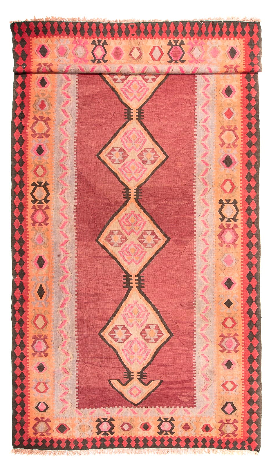 Runner Kelim Rug - Old - 435 x 200 cm - light red